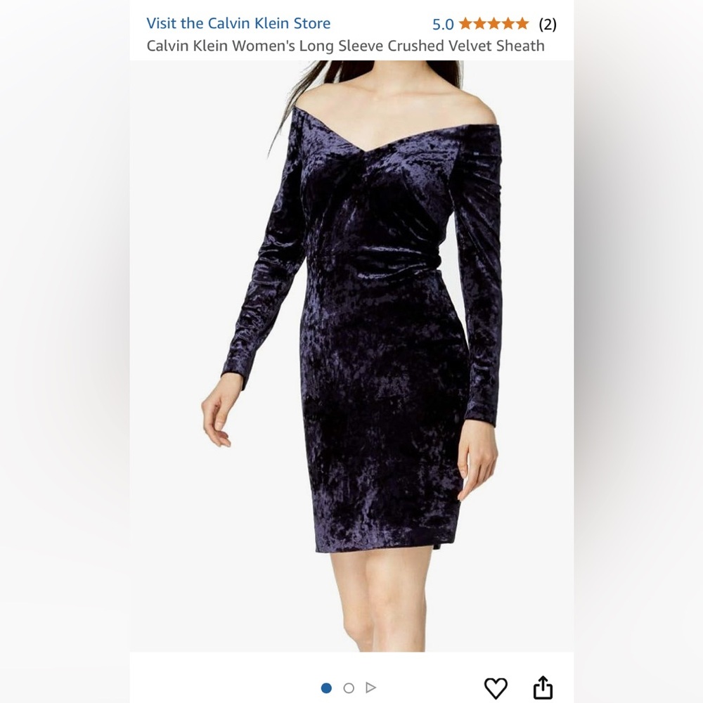 NWOT Calvin Klein Velvet Indigo Blue Dress. Elegant Velvet Dress in Deep Blue